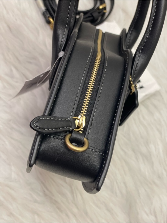 Coach Lip Bag in Black Glovetanned Leather CU856 Top Handle/Crossbody Bag NWT